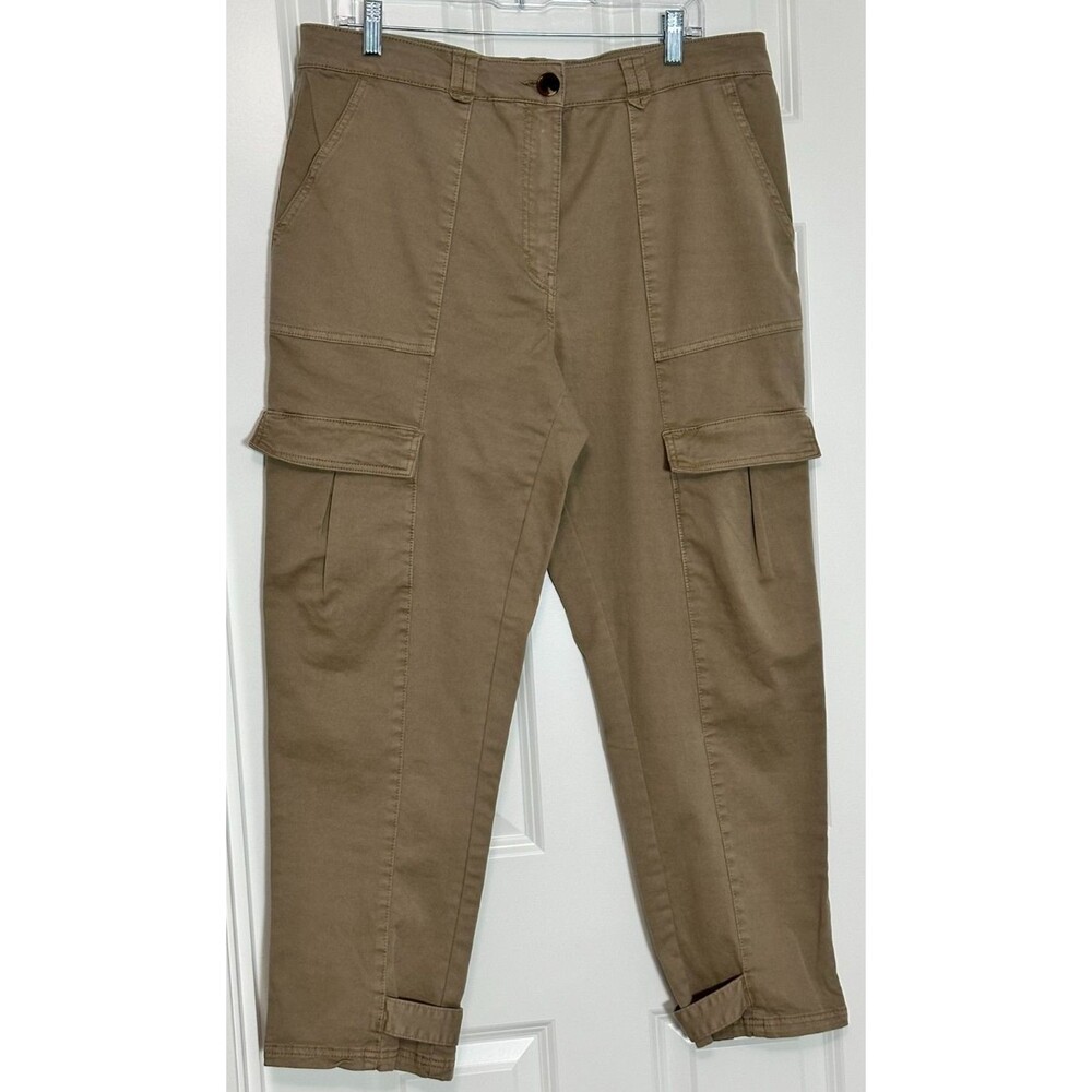 NWT H&M Cargo Pants Size 16 Khaki Adjustable Hem Utility Pockets Streetwear